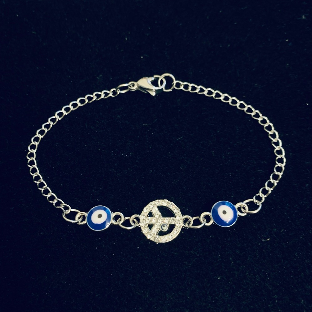Peace Sign Evil Eye Bracelet or anklet